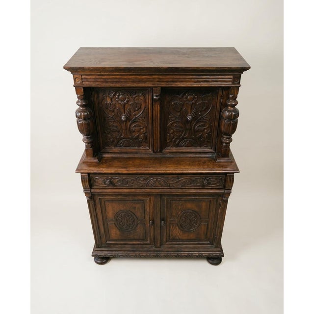 Jacobean Early 20th Century Carved Oak Jacobean Revival Cabinet For Sale - Image 3 of 8