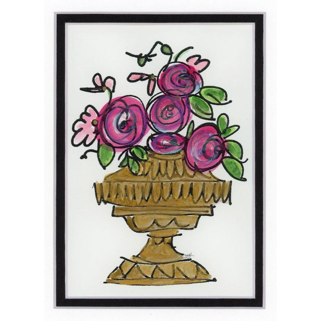 Paint Contemporary Floral Still Life Bouquet Acrylic Painting "Think Pink" by JJ Hogan For Sale - Image 7 of 9