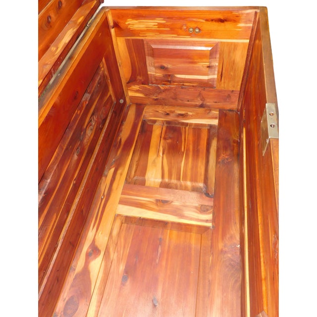 Vintage Rustic Country Farmhouse Cedar Lined Trunk With Caster Wheels For Sale - Image 11 of 13