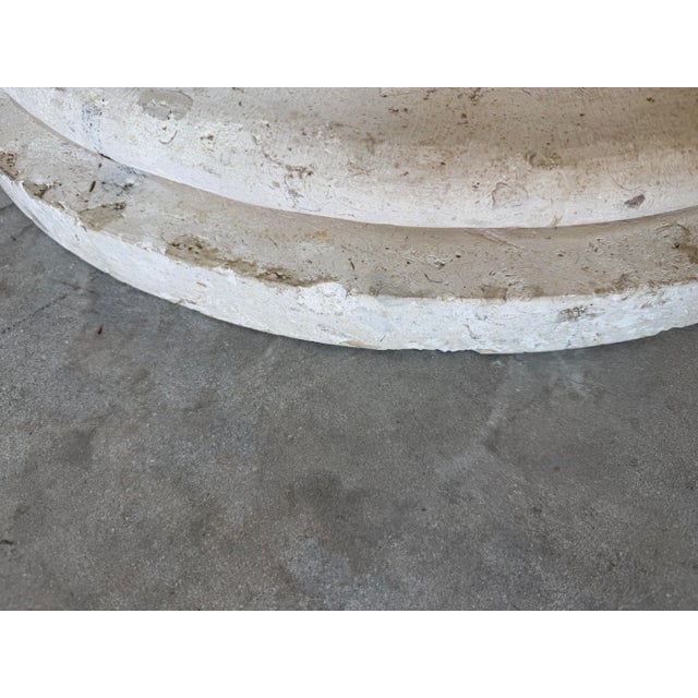 Beige Vintage Coastal Coquina - Coral Stone & Rattan Pedestal Dining Table Base For Sale - Image 8 of 12