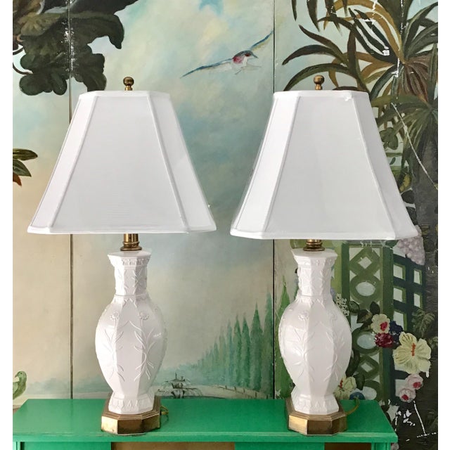 Frederick Cooper 1960s Frederick Cooper Blanc De Chine Lamps With Shades - a Pair For Sale - Image 4 of 11
