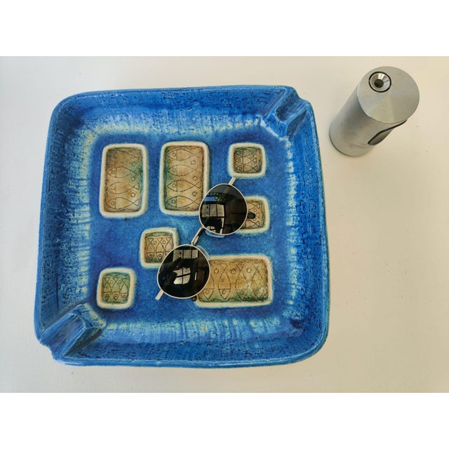 Large ceramic trinket tray from the legendary Rimini Blue collection by Aldo Londi for Bitossi, dating from the 1950s and...