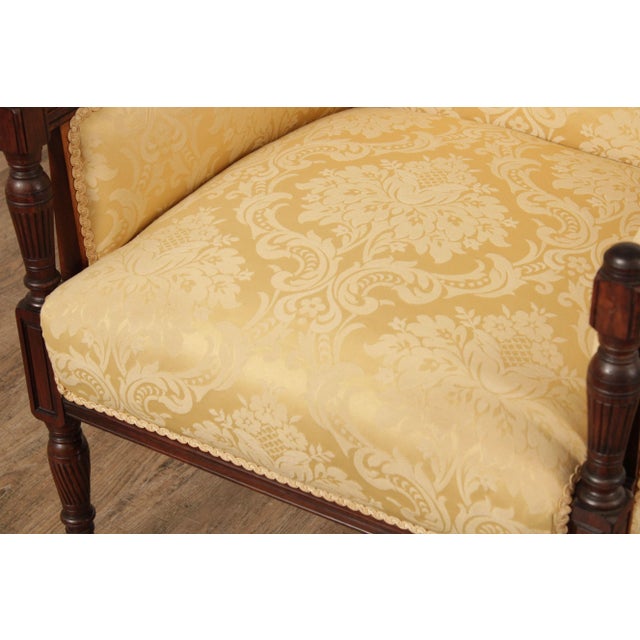 Light Yellow Antique 19th C. English Rosewood Pair of Club Arm Chairs For Sale - Image 8 of 13