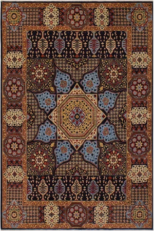 1990s Shabby Chic Vintage Mamluk Wool Rug - 9′1″ × 11′9″