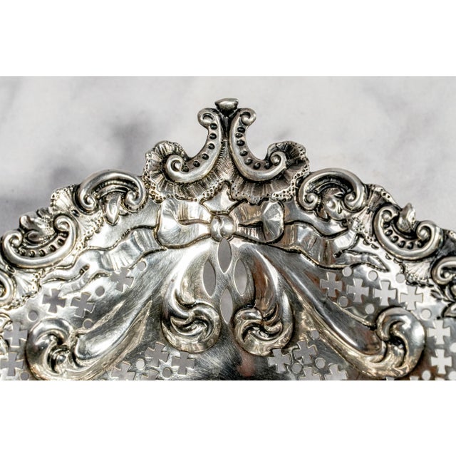 Repoussé Pierced Jewelry Tray Antique Gorham Sterling Silver Heart Catchall Dish Luxury Home Decor For Sale In New York - Image 6 of 13