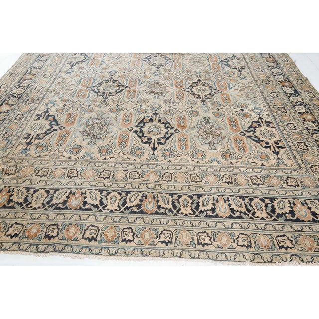 Beige Vintage Persian Meshad Beige Handmade Wool Rug For Sale - Image 8 of 8