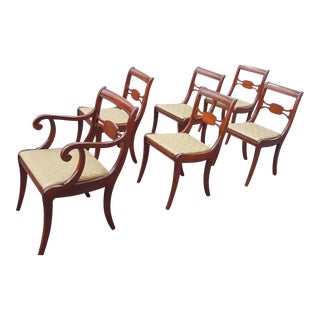Mid 20th Century Set of 6 Vintage Antique Solid Cherry Duncan Phyfe Style Dining Side Chairs For Sale