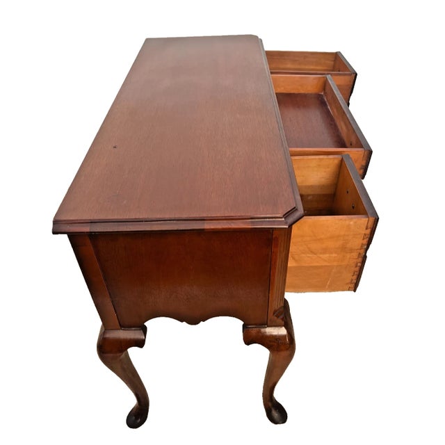 Wood Vintage Desk Vanity, Chippendale Style, Three Dovetail Drawers, Solid Cherry For Sale - Image 7 of 13