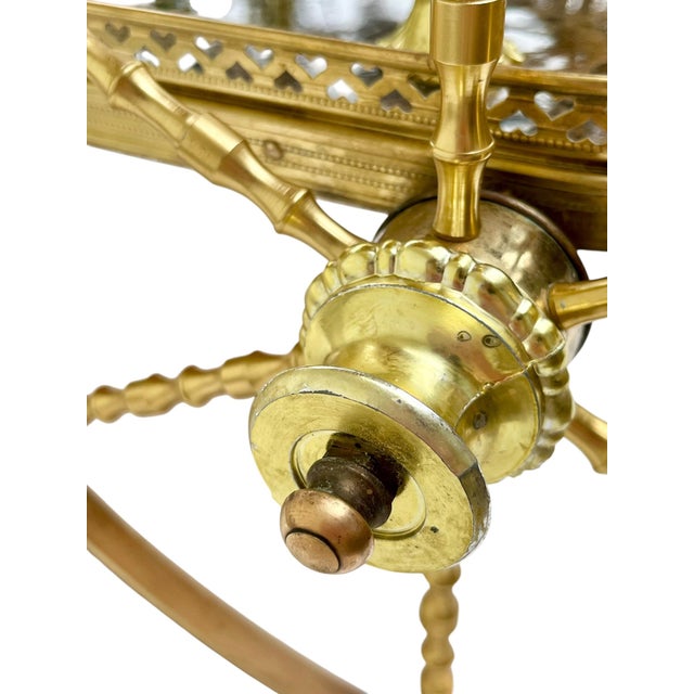 Mid-Century Brass & Tortoise Bar Cart in the Style of Maison Jansen For Sale - Image 9 of 18