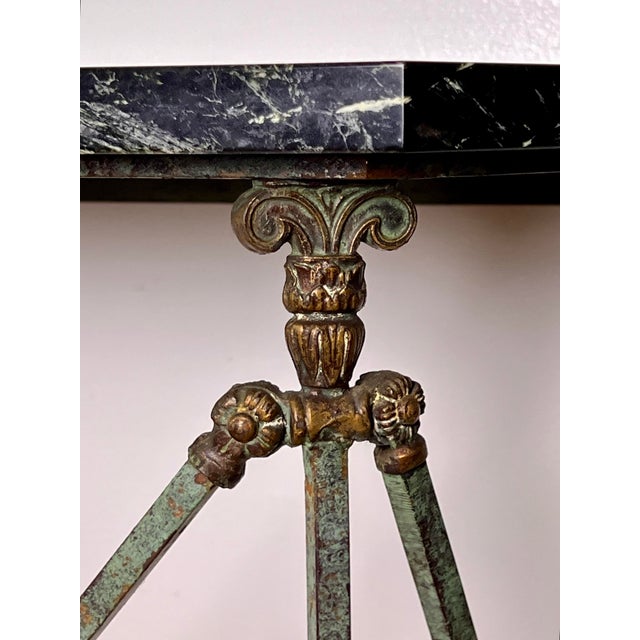 1920s Oscar Bach Attributed Iron Console and Beveled Mirror Set With Marble Top For Sale - Image 10 of 17