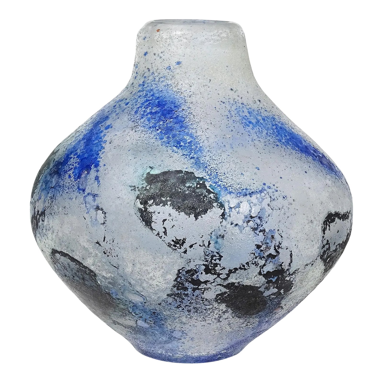 Cenedese Scavo Glass Vase ガラス ベース ムラーノ　青 Cenedese Scavo Glass Vase ガラス ベース ムラーノ 青