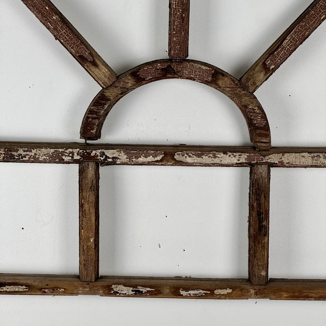Early 20th Century Architectural Salvaged Wooden Window Frame for Wall Decor For Sale - Image 10 of 12