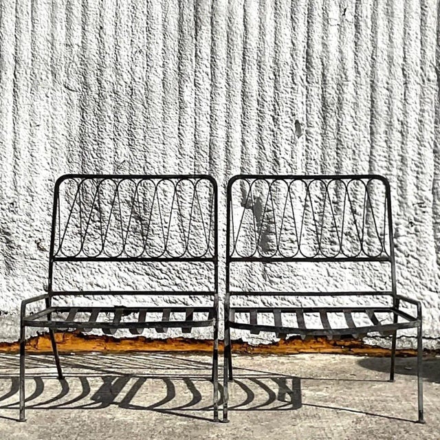 Vintage Mid-Century Modern Salterini Ribbon Wrought Iron Chairs - Set of 2 For Sale In West Palm - Image 6 of 6