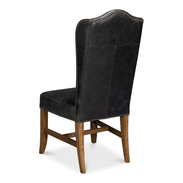 2020s Leather Wingback Dining Chairs in Black, Sets of 2 For Sale - Image 5 of 11