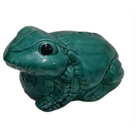 Italian 1950s Huge 9" Ceramic Green Bull Frog Garden Pond Pot Decor Whimsical For Sale - Image 9 of 18