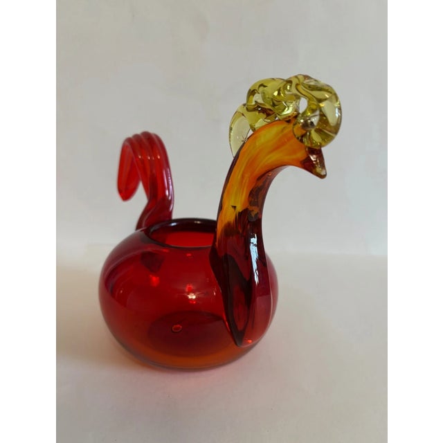 Blenko Vintage Mid-Century Modern Blenko Glass 6145 Rooster Vase by Wayne Husted - 1961 For Sale - Image 4 of 8