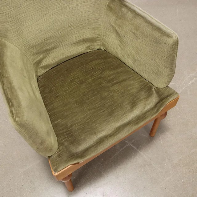 Brown Velvet & Wood Armchair, 1960s For Sale - Image 8 of 11