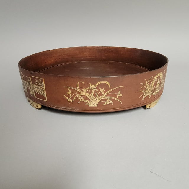 Antique Chinese Inlaid Marriage Tray With Figural and Floral Scenes, Late Qing For Sale In Raleigh - Image 6 of 13