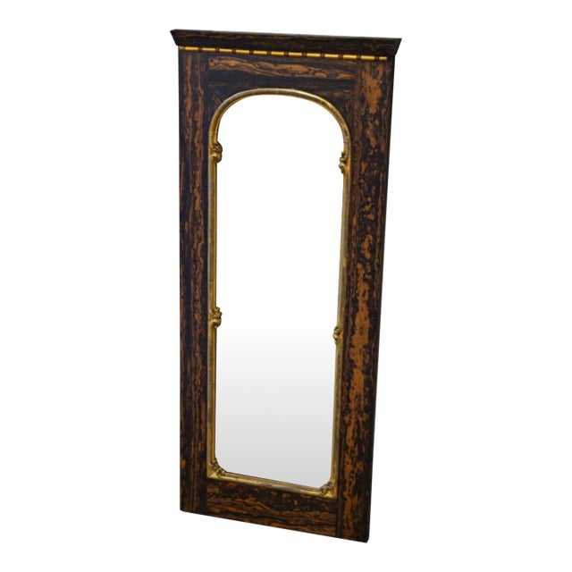 Antique Hand Carved Parcel Gilt Eglomisé Wall Mirror For Sale