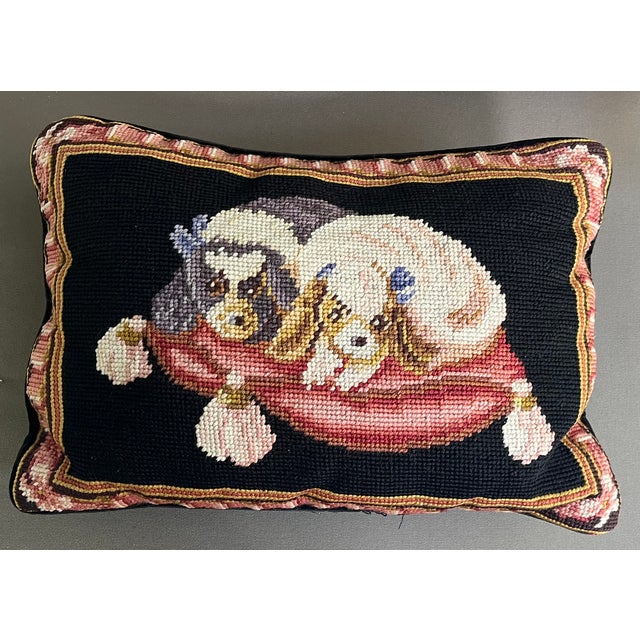 Needlepoint Dog Pillow of King Charles Spaniels For Sale - Image 10 of 10