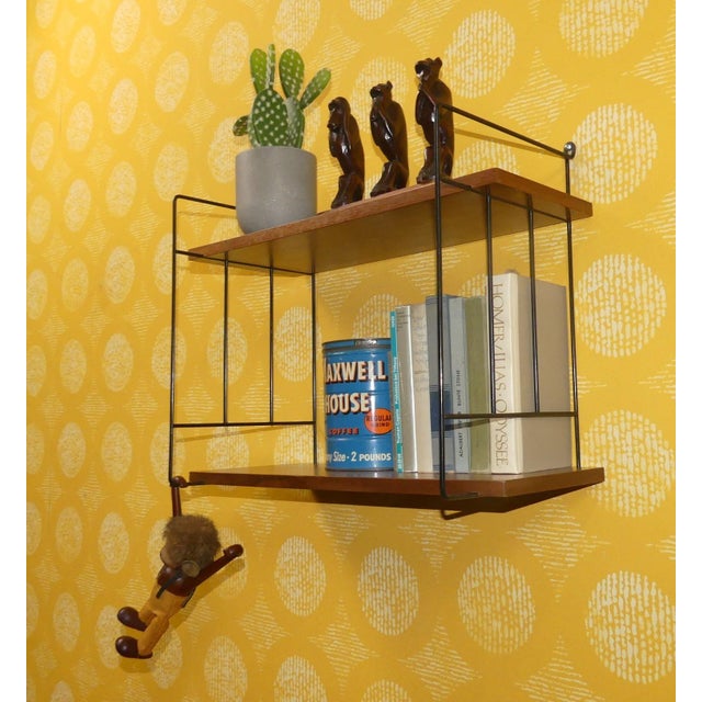 1960s Small Hanging String Shelf in Walnut, 1960s For Sale - Image 5 of 11