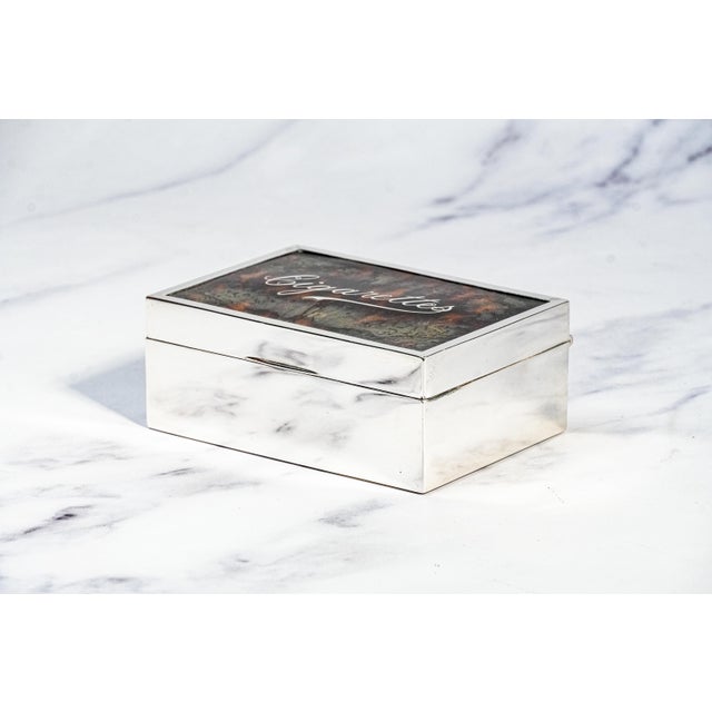 Beautiful Faux Tortoiseshell Antique Sterling Silver Cigarette Box Tobacciana For Sale - Image 12 of 16