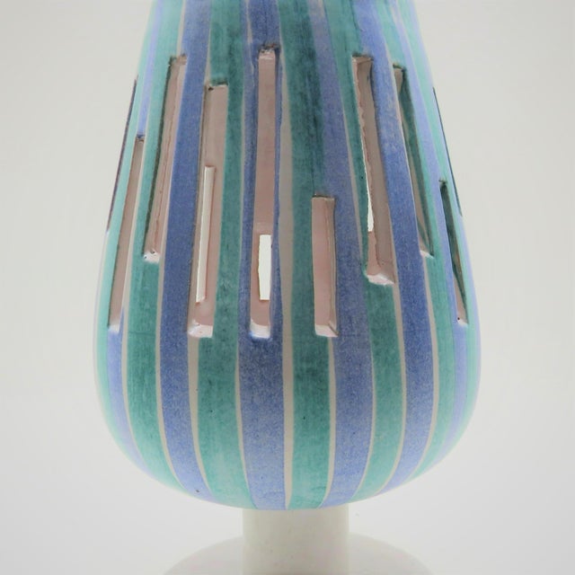 Italian Carved Ceramic Hurricane For Sale - Image 4 of 9