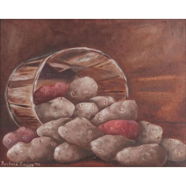 Gorgeous still life of Idaho and sweet potatoes in a basket by Barbara Arnold Bailey. Signed "Barbara Bailey" in bottom...