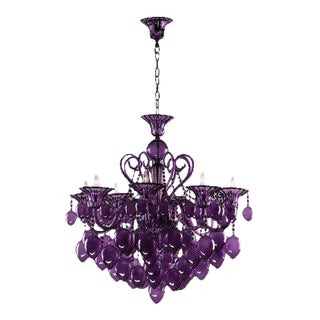 Trans-Luxe Purple Glass Chandelier by Cyan Design For Sale