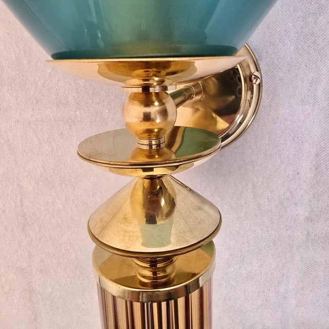 1990s Pair of Blue and Beige Murano Glass Sconces For Sale - Image 10 of 11