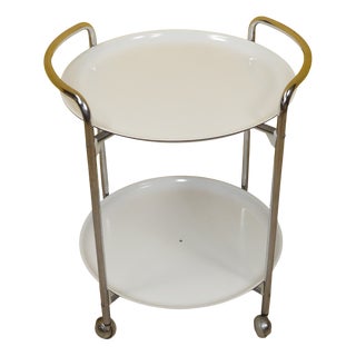 Serving Trolley PK 5590/6 Bar Trolley in White Chrome Frame with Removable Tray, 1976 For Sale