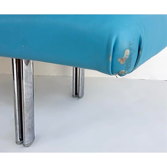 1980s Giorgio Saporiti Design, Il Loft Tufted Leather Bench, Multi-Color Chrome Legs For Sale - Image 13 of 13