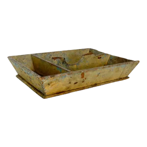 American Primitive Mustard Colored Divided Cutlery Tray
