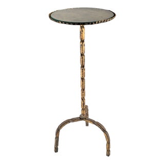Mid-Century Modern Side Table for Drinks in Gilded Wrought Iron and Glass, Spain, 1950s For Sale
