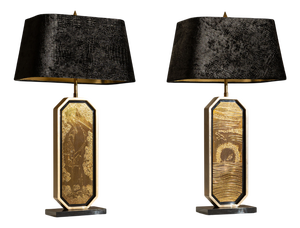 Limited Edition Table Lamps with 23 Karat Gold-Gilded Panels by Georges Mathias, 1980s, Set of 2