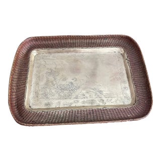 Antique Japanese Meiji Brass Tray For Sale
