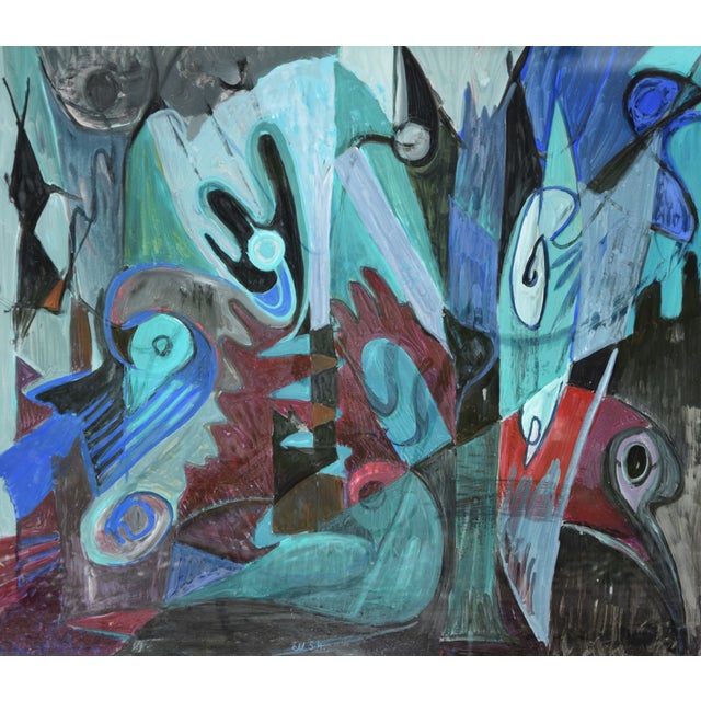 Black Ernst Weiers, Night Forest, 1954, Oil Painting on Glass, Framed For Sale - Image 8 of 8