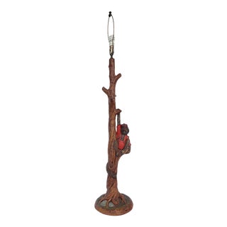 1973 Carsuke Plaster Chalkware Monkey in a Tree Floor Lamp For Sale