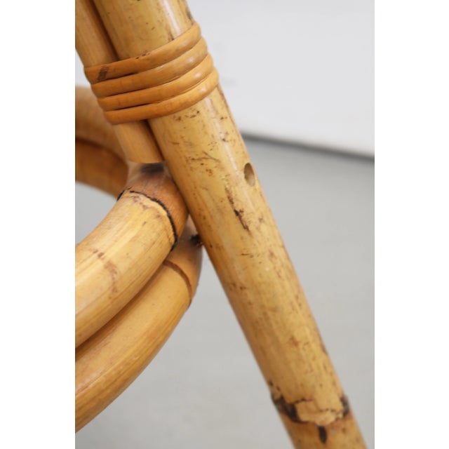 French Rattan and Bamboo Bar Stool, 1950s For Sale - Image 10 of 11