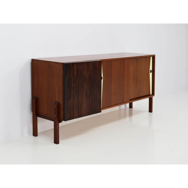 Sideboard with Asymmetrical Details and Sliding Doors from La Permanente Mobili Cantù, Italy, 1950s For Sale - Image 4 of 10