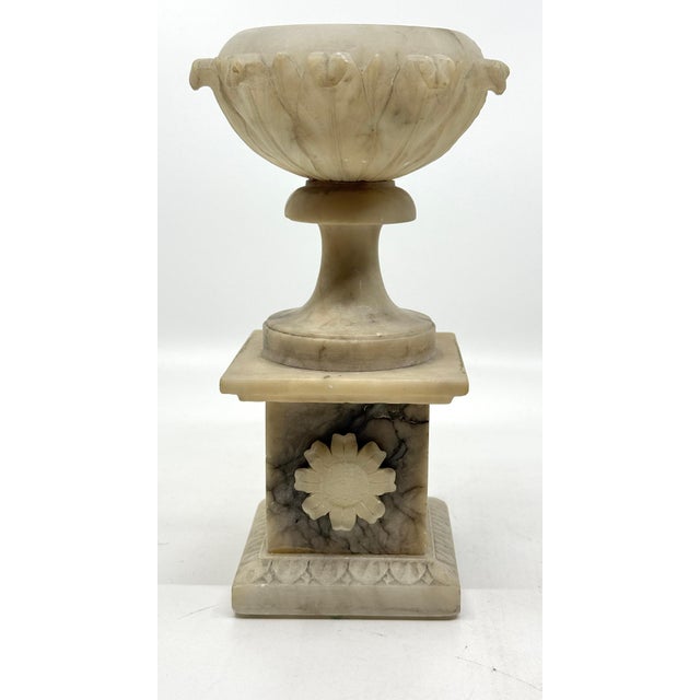 Alabaster 19th Century Grand Tour NeoClassical Alabaster Carved Urn For Sale - Image 8 of 18