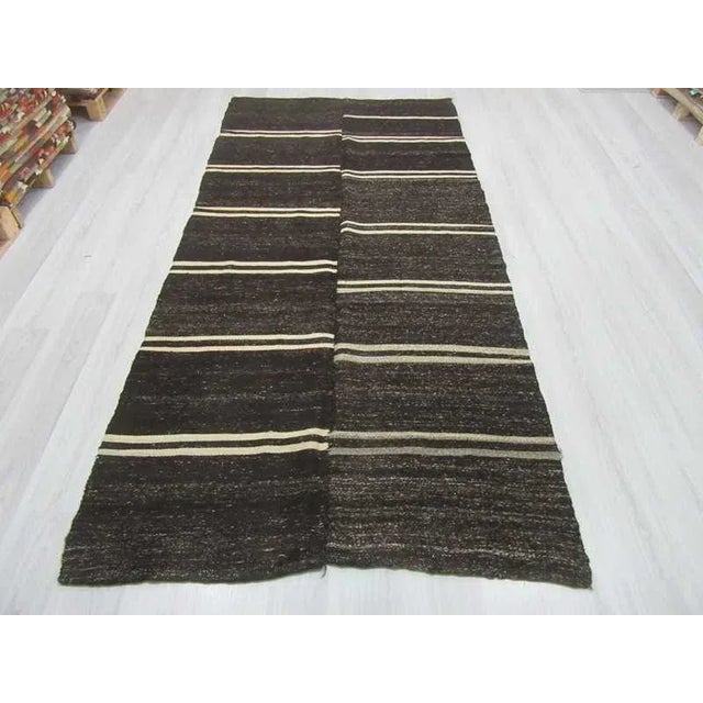 Black and white striped unique kilim rug from Afyon region of Turkey. Approximately 50-60 years old.In very good condition.