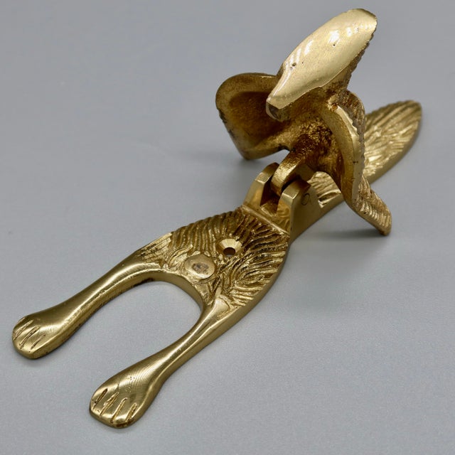 Traditional Vintage Brass Fox Head Door Knocker — Figural Animal Hardware For Sale - Image 3 of 7