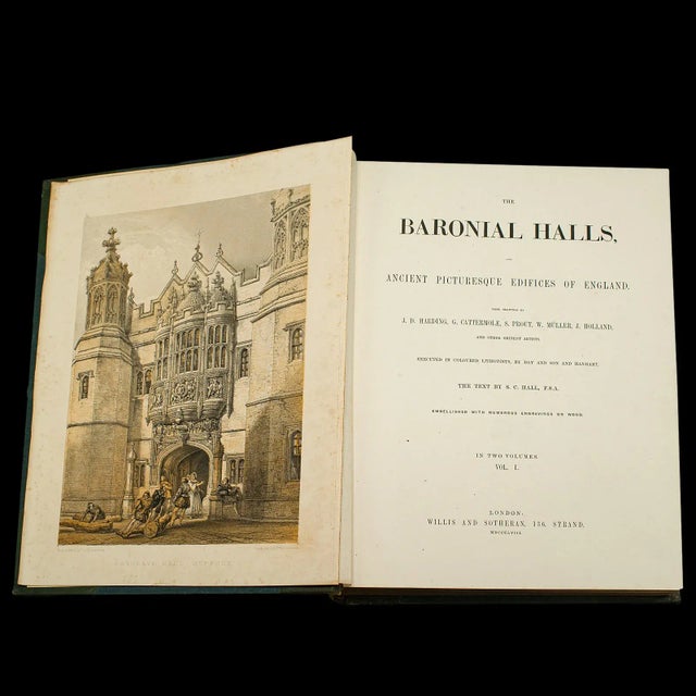 Victorian 1858's Large Antique Book of Baronial Halls Volume 1 For Sale - Image 3 of 12