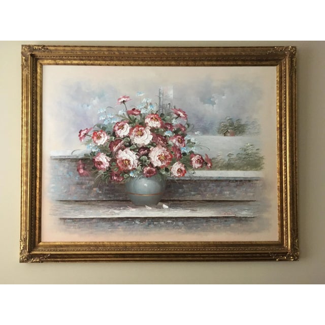 Farmhouse Still Oil Painting Flowers For Sale - Image 3 of 11
