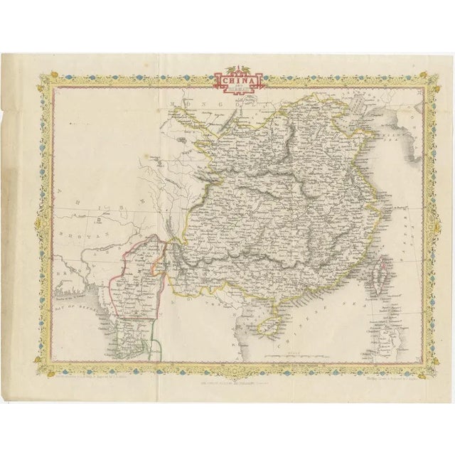 Title: 1851 tallis map of china with tibet, formosa, and burma – engraved by j. Rapkin : this is a finely engraved and...