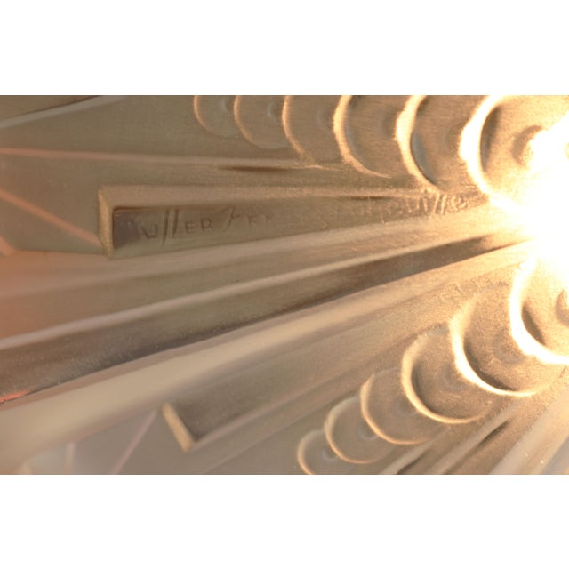 Metal Vintage French Art Deco Pendant Light in White Glass by Muller Freres, 1930 For Sale - Image 7 of 13