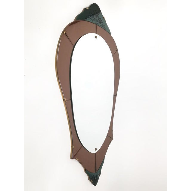 1950s Full Length Pink Mirror in Colored and Cut Glass, Italy, 1950s For Sale - Image 5 of 11