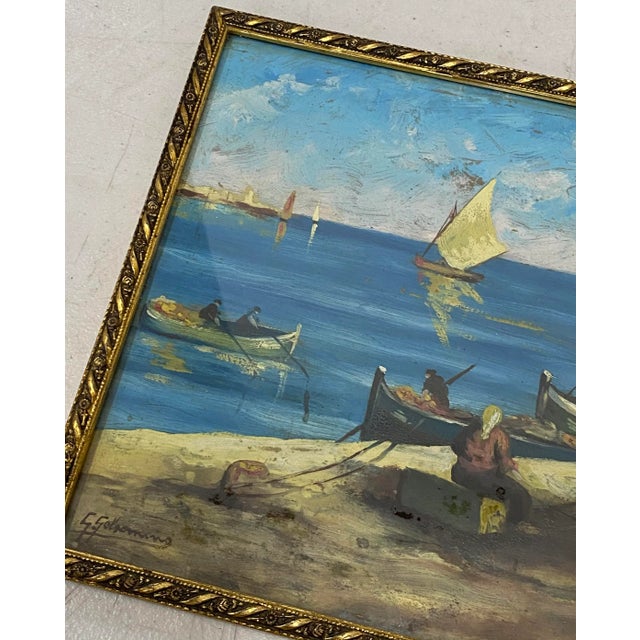 Impressionist Early 20th Century "Net Menders" Original Oil Painting C.1920 For Sale - Image 3 of 10