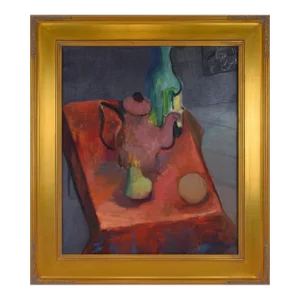 Vintage Mid Century Modernist Expressionist Still Life Oil Painting on Canvas